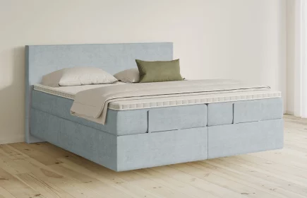 Mozart Boxspringbett Serie 5 Bach 180x210 elektrisch Feiner Stoff Pastellblau H3/H2 schwebend