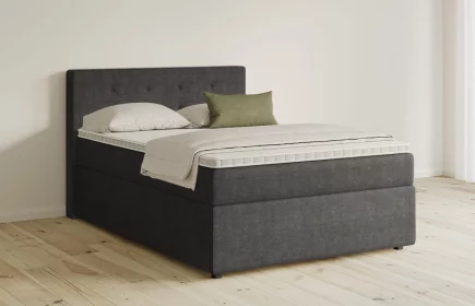 Mozart Boxspringbett Serie 5 Clementi 90x200 mit Bettkasten Feiner Stoff Anthrazit H3