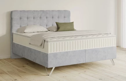 Mozart Boxspringbett Serie 5 Haydn 180x220 Samt Hellgrau H3/H2 Königliche Matratze