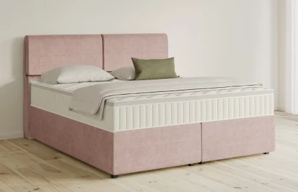 Mozart Boxspringbett Serie 5 Strauss 180x200 mit Bettkasten Feiner Stoff Rosa H3/H3 Königliche Matratze