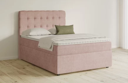 Mozart Boxspringbett Serie 5 Haydn 140x200 mit Bettkasten Feiner Stoff Rosa H2