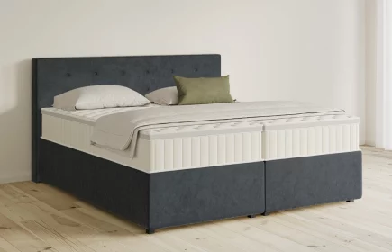 Mozart Boxspringbett Serie 5 Clementi 160x200 mit Bettkasten Samt Anthrazit H3/H4 Königliche Matratze