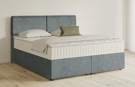 Mozart Boxspringbett Serie 5 Strauss 180x200 mit Bettkasten Samt Pastellblau H2/H3 Königliche Matratze