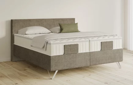 Mozart Boxspringbett Serie 5 Bach 180x200 elektrisch Feiner Stoff Taupe H3/H3 Königliche Matratze