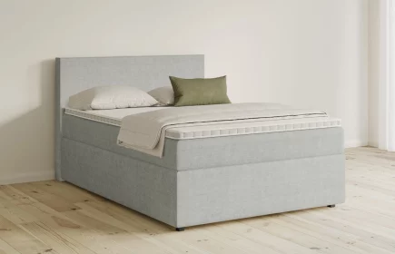 Mozart Boxspringbett Serie 5 Bach 140x200 mit Bettkasten Feiner Stoff Silbergrau H4