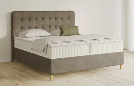 Mozart Boxspringbett Serie 5 Haydn 180x200 Feiner Stoff Taupe H4/H3 Königliche Matratze