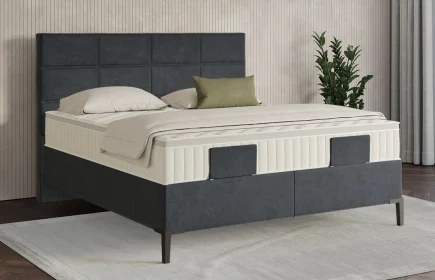 Mozart Boxspringbett Serie 7 Soler 180x200 elektrisch Samt Anthrazit H3/H4 Königliche Matratze