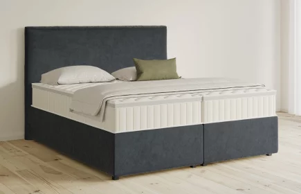 Mozart Boxspringbett Serie 5 Wagner 180x200 mit Bettkasten Samt Anthrazit H4/H3 Königliche Matratze