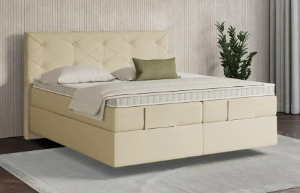 Mozart Boxspringbett Serie 7 Brahms 180x200 elektrisch Kunstleder Vanille H3/H4 schwebend
