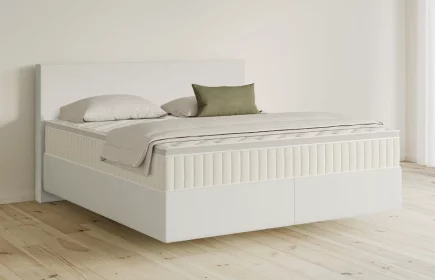 Mozart Boxspringbett Serie 5 Bach 180x220 Samt Crèmeweiß H3/H3 schwebend Königliche Matratze