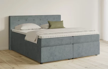 Mozart Boxspringbett Serie 5 Clementi 180x200 mit Bettkasten Samt Pastellblau H3/H3