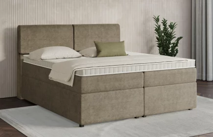 Mozart Boxspringbett Serie 7 Strauss 180x200 mit Bettkasten Feiner Stoff Taupe H3/H2