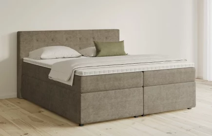 Mozart Boxspringbett Serie 5 Clementi 180x200 mit Bettkasten Feiner Stoff Taupe H2/H3