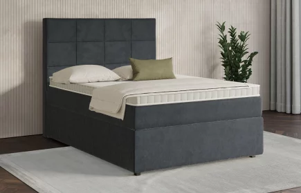 Mozart Boxspringbett Serie 7 Schubert 140x200 mit Bettkasten Samt Anthrazit H3