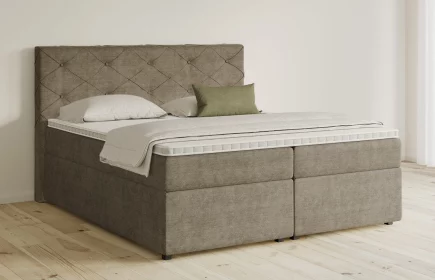 Mozart Boxspringbett Serie 5 Brahms 160x200 mit Bettkasten Feiner Stoff Taupe H3/H2