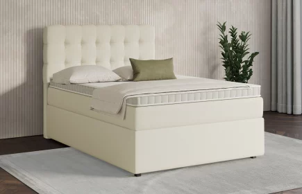 Mozart Boxspringbett Serie 7 Haydn 90x190 mit Bettkasten Kunstleder Crème H3