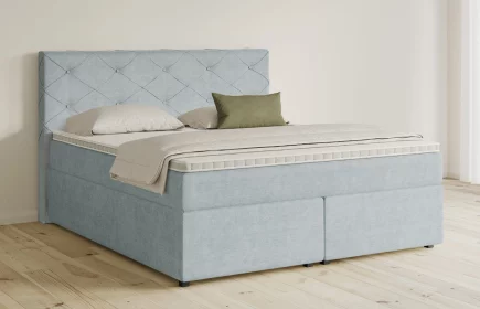 Mozart Boxspringbett Serie 5 Brahms 180x200 mit Bettkasten Feiner Stoff Pastellblau H4/H3