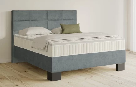 Mozart Boxspringbett Serie 5 Soler 180x200 Samt Pastellblau H4/H2 Königliche Matratze