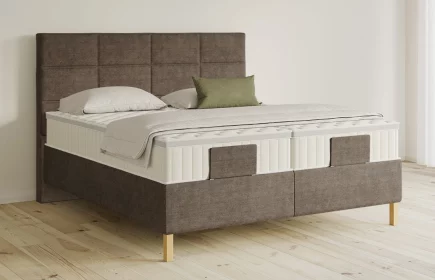 Mozart Boxspringbett Serie 5 Soler 180x220 elektrisch Feiner Stoff Braun H3/H3 Königliche Matratze