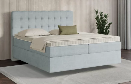 Mozart Boxspringbett Serie 7 Haydn 180x200 Feiner Stoff Pastellblau H4/H2 schwebend