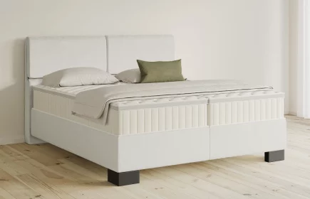 Mozart Boxspringbett Serie 5 Strauss 200x200 Samt Crèmeweiß H3/H3 Königliche Matratze