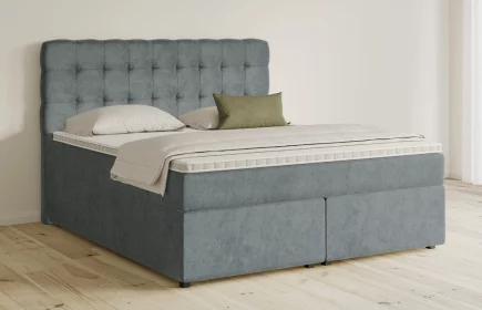 Mozart Boxspringbett Serie 5 Haydn 180x200 mit Bettkasten Samt Pastellblau H3/H2