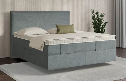 Mozart Boxspringbett Serie 7 Wagner 180x200 elektrisch Samt Pastellblau H3/H4 schwebend