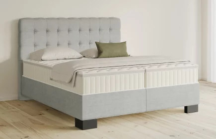 Mozart Boxspringbett Serie 5 Haydn 180x200 Feiner Stoff Silbergrau H3/H3 Königliche Matratze