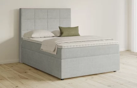 Mozart Boxspringbett Serie 5 Schubert 90x200 mit Bettkasten Feiner Stoff Silbergrau H3