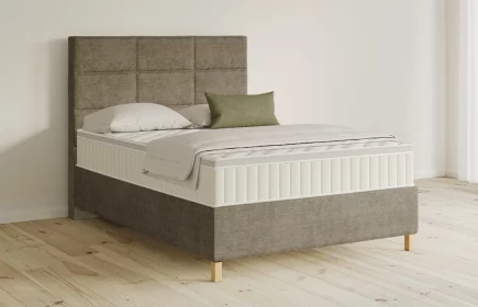 Mozart Boxspringbett Serie 5 Soler 140x200 Feiner Stoff Taupe H2 Königliche Matratze