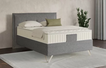 Mozart Boxspringbett Serie 7 Beethoven 140x200 elektrisch Grober Stoff Grau H3 Königliche Matratze