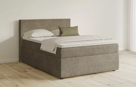 Mozart Boxspringbett Serie 5 Bach 90x190 mit Bettkasten Feiner Stoff Taupe H2