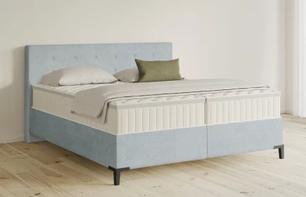 Mozart Boxspringbett Serie 5 Clementi 160x200 Feiner Stoff Pastellblau H3/H3 Königliche Matratze