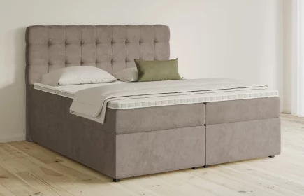 Mozart Boxspringbett Serie 5 Haydn 180x200 mit Bettkasten Samt Beigebraun H3/H3