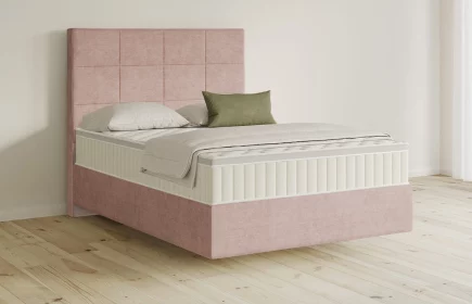 Mozart Boxspringbett Serie 5 Schubert 140x200 Feiner Stoff Rosa H3 schwebend Königliche Matratze