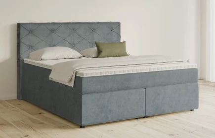 Mozart Boxspringbett Serie 5 Brahms 180x200 mit Bettkasten Samt Pastellblau H3/H2