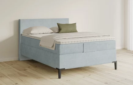 Mozart Boxspringbett Serie 5 Bach 140x200 elektrisch Feiner Stoff Pastellblau H2
