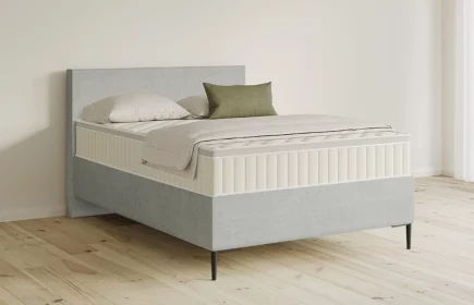 Mozart Boxspringbett Serie 5 Bach 140x200 Feiner Stoff Silbergrau H4 Königliche Matratze