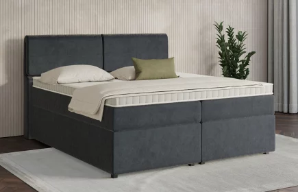 Mozart Boxspringbett Serie 7 Strauss 180x200 mit Bettkasten Samt Anthrazit H3/H3
