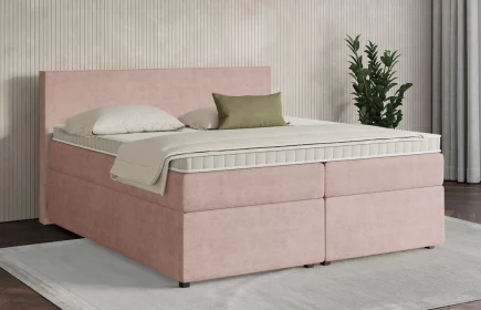 Mozart Boxspringbett Serie 7 Bach 200x200 mit Bettkasten Feiner Stoff Rosa H3