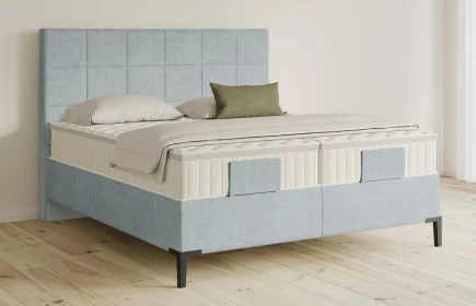 Mozart Boxspringbett Serie 5 Schubert 180x200 elektrisch Feiner Stoff Pastellblau H2/H4 Königliche Matratze