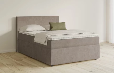 Mozart Boxspringbett Serie 5 Bach 90x220 mit Bettkasten Samt Beigebraun H3