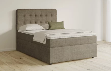 Mozart Boxspringbett Serie 5 Haydn 140x200 mit Bettkasten Feiner Stoff Taupe H3