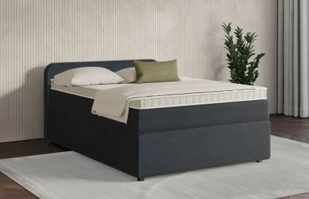 Mozart Boxspringbett Serie 7 Salieri 90x200 mit Bettkasten Samt Dunkelblau H3