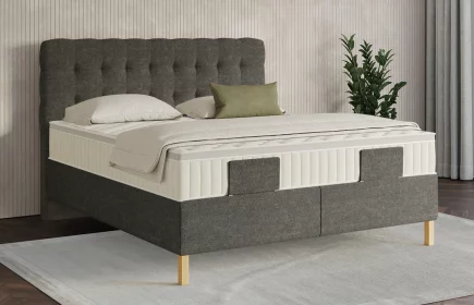 Mozart Boxspringbett Serie 7 Haydn 180x200 elektrisch Grober Stoff Schlamm H2/H3 Königliche Matratze
