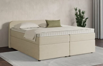 Mozart Boxspringbett Serie 7 Salieri 200x200 mit Bettkasten Grober Stoff Beige H3