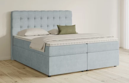 Mozart Boxspringbett Serie 5 Haydn 280x220 mit Bettkasten Feiner Stoff Pastellblau H3/H2