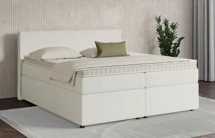 Mozart Boxspringbett Serie 7 Bach 200x200 mit Bettkasten Samt Crèmeweiß H2