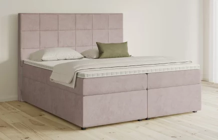 Mozart Boxspringbett Serie 5 Schubert 240x210 mit Bettkasten Samt Hellrosa H3/H3