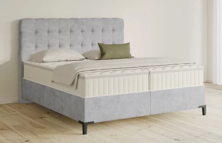 Mozart Boxspringbett Serie 5 Haydn 240x220 Samt Hellgrau H3/H3 Königliche Matratze